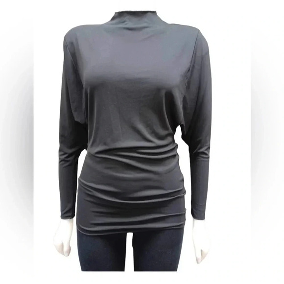 💥HOST PICK💥 Zara High Neckline Black  Long Sleeve Batwing Shirt Size Medium - Picture 1 of 8